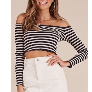 Showpo striped sweater crop top